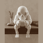 Thoughtful Skeletons — Ironic Matte White Resin Figurines. Everyday life seen from the other side. Small skeletons captured in a moment of pause and irony: drinking coffee, playing, cooking, or simply reflecting. Taraflo Taraflo Thoughtful Skeletons