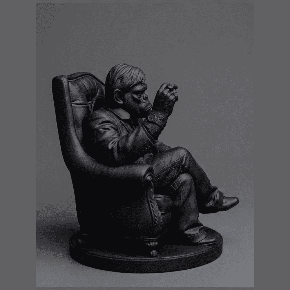 Scimmia «Il Padrino» — Statuetta da Collezione in Resina - Taraflo