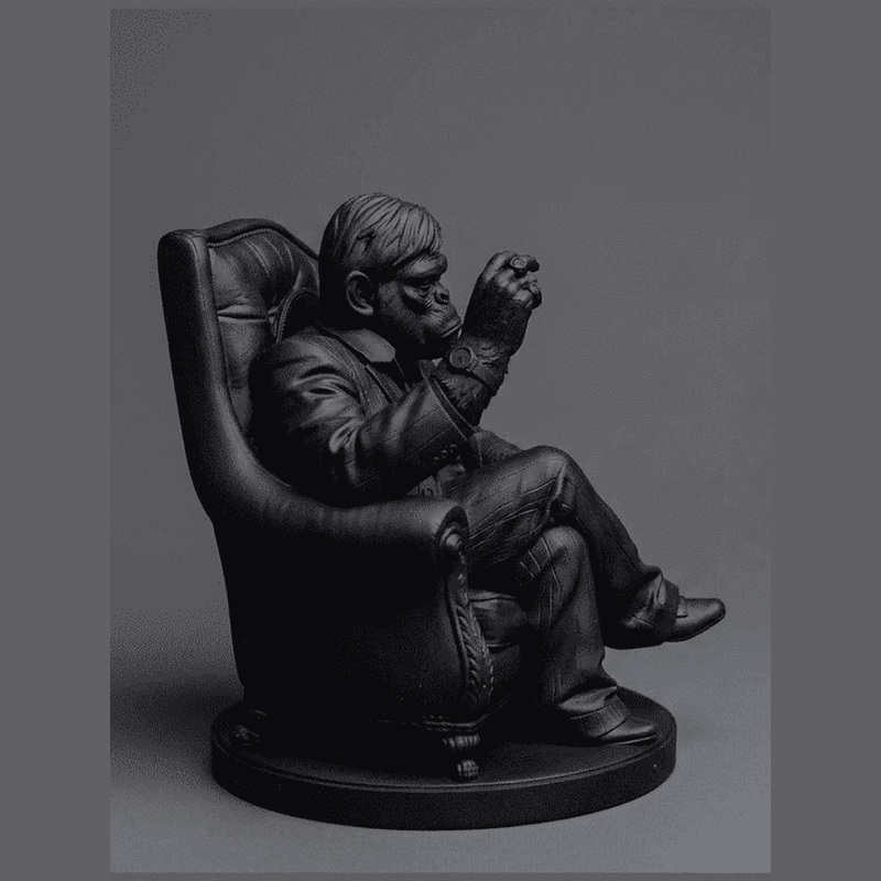 Scimmia «Il Padrino» — Statuetta da Collezione in Resina - Taraflo