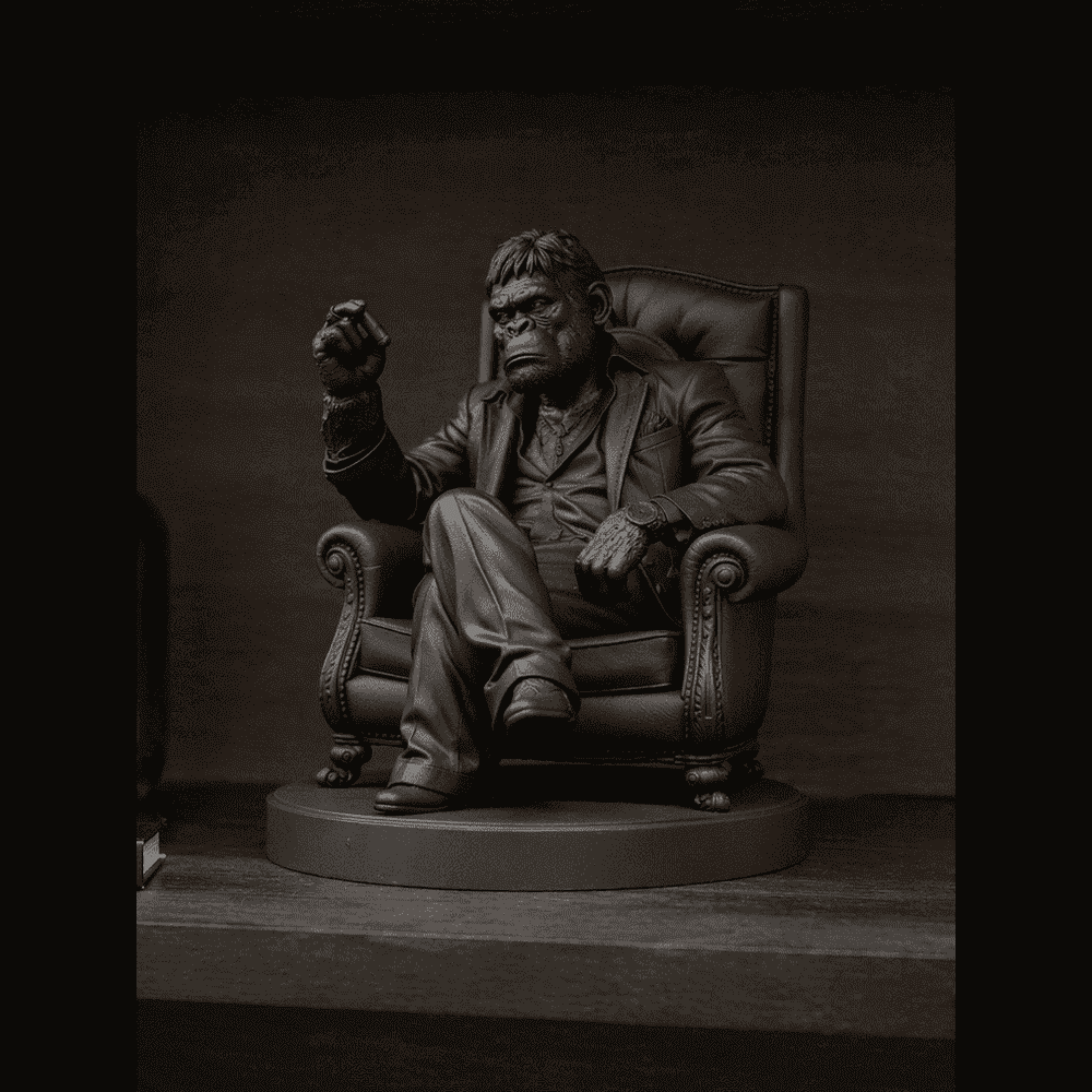 Scimmia «Il Padrino» — Statuetta da Collezione in Resina - Taraflo