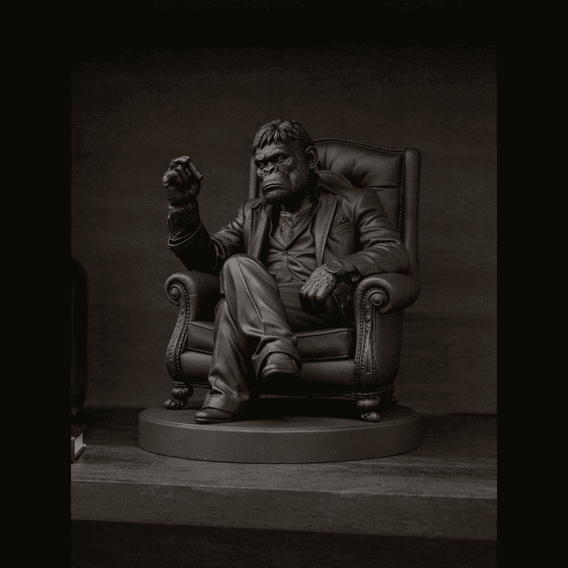 Scimmia «Il Padrino» — Statuetta da Collezione in Resina - Taraflo