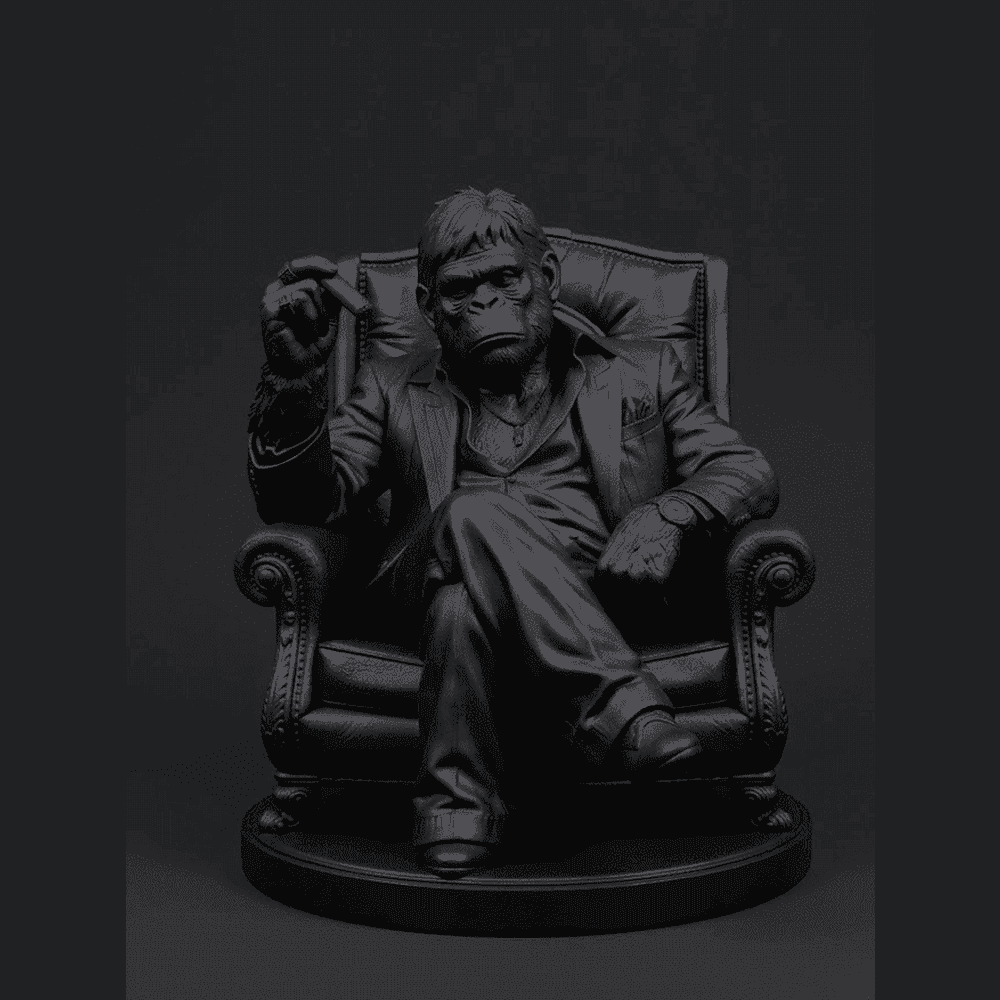 Scimmia «Il Padrino» — Statuetta da Collezione in Resina - Taraflo