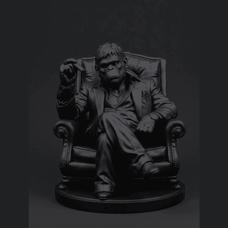 Scimmia «Il Padrino» — Statuetta da Collezione in Resina - Taraflo