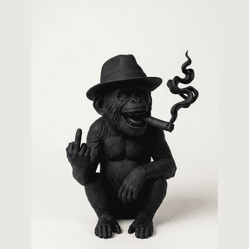 Scimmia «Rebel Icon» — Statuetta Decorativa in Resina Nera Opaca - Taraflo