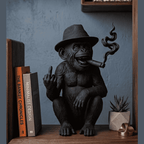 Scimmia «Rebel Icon» — Statuetta Decorativa in Resina Nera Opaca - Taraflo