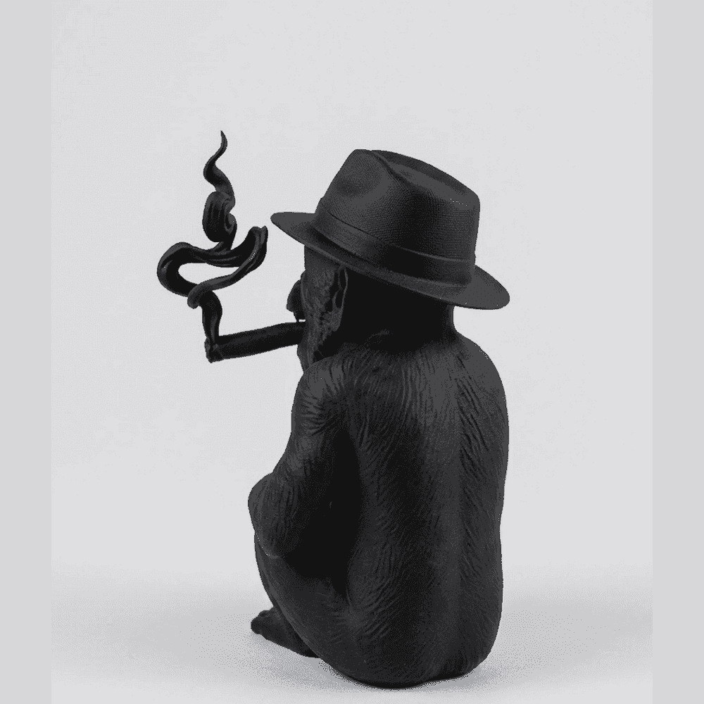 Scimmia «Rebel Icon» — Statuetta Decorativa in Resina Nera Opaca - Taraflo