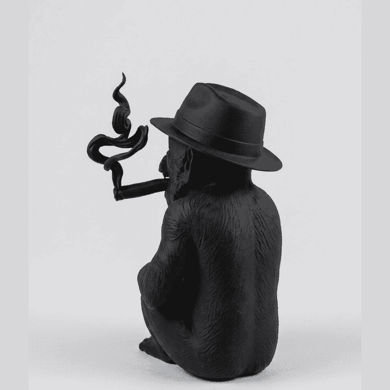 Scimmia «Rebel Icon» — Statuetta Decorativa in Resina Nera Opaca - Taraflo