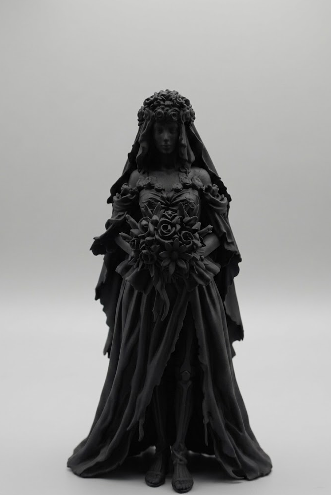 Sposa cadavere gotica – statua dark gothic, corpse bride, decorazione horror fantasy, sposa oscura