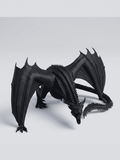 Statua di Drago Nero in resina nera opaca con ali spiegate e dettagli scolpiti per collezione dark fantasy