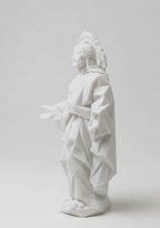 Cristo Redentore Low-Poly — Statua Sacra in Resina Bianca Opaca - Taraflo
