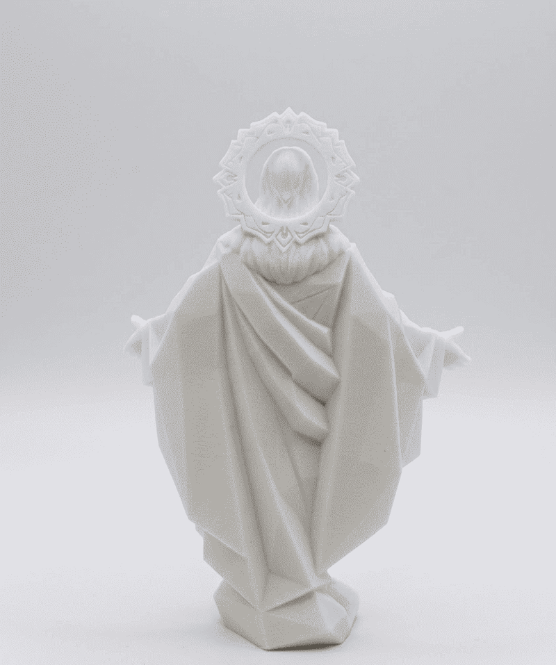 Cristo Redentore Low-Poly — Statua Sacra in Resina Bianca Opaca - Taraflo