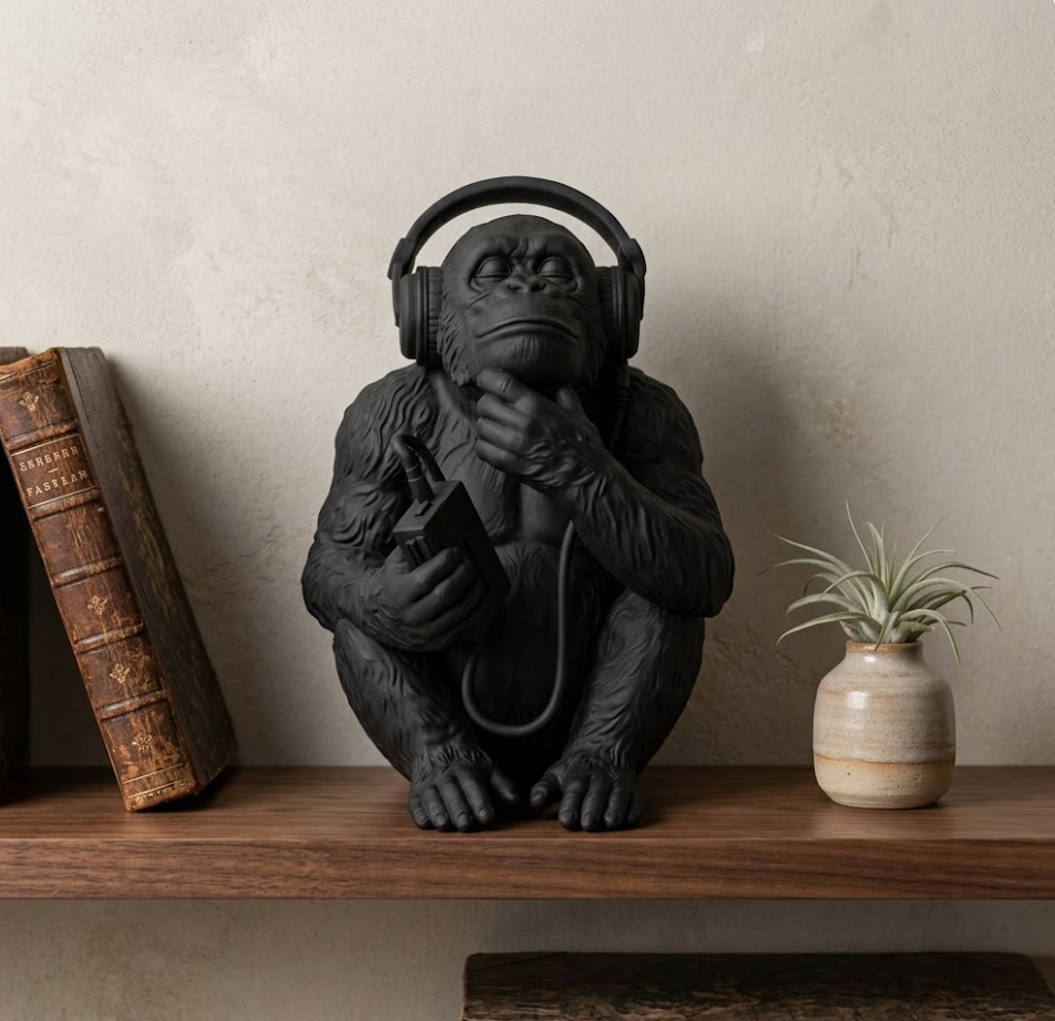 The Sound of Silence – Statuetta Scimmia con Cuffie