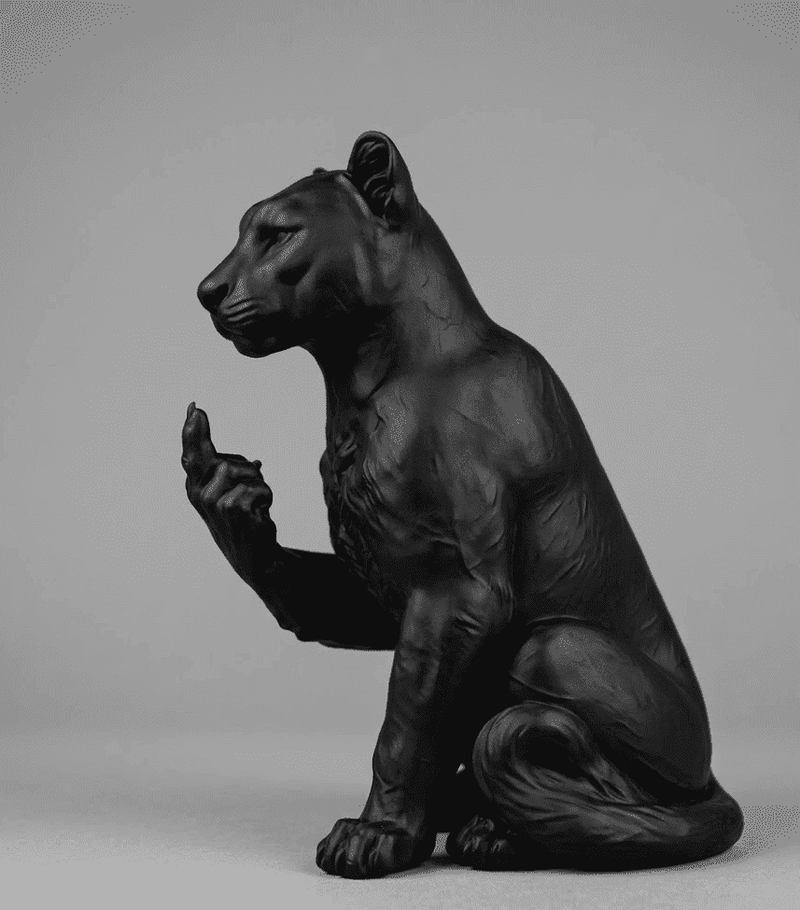 Pantera «The Rebel» — Statuetta in Resina Nera Opaca - Taraflo