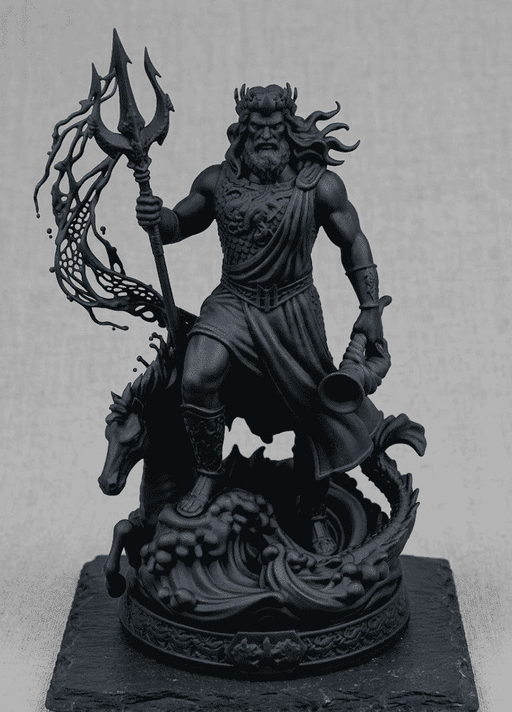 Poseidone — Statuetta del Dio del Mare in Resina - Taraflo
