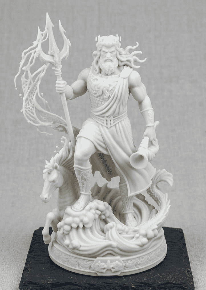 Poseidone — Statuetta del Dio del Mare in Resina - Taraflo