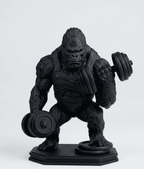 Gorilla «Gains» — Statuetta Fitness in Resina Nera Opaca - Taraflo