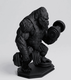 Gorilla «Gains» — Statuetta Fitness in Resina Nera Opaca - Taraflo