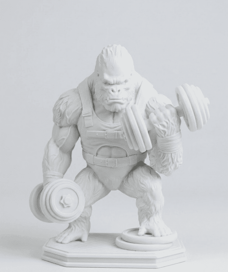 Gorilla «Gains» — Statuetta Fitness in Resina Nera Opaca - Taraflo