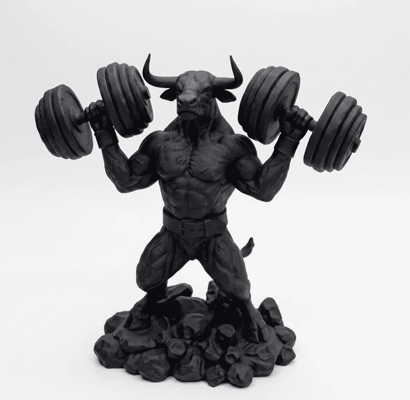 Toro «Iron Beast» — Statuetta Fitness in Resina Nera Opaca - Taraflo