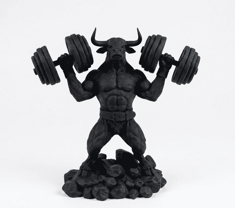 Toro «Iron Beast» — Statuetta Fitness in Resina Nera Opaca - Taraflo