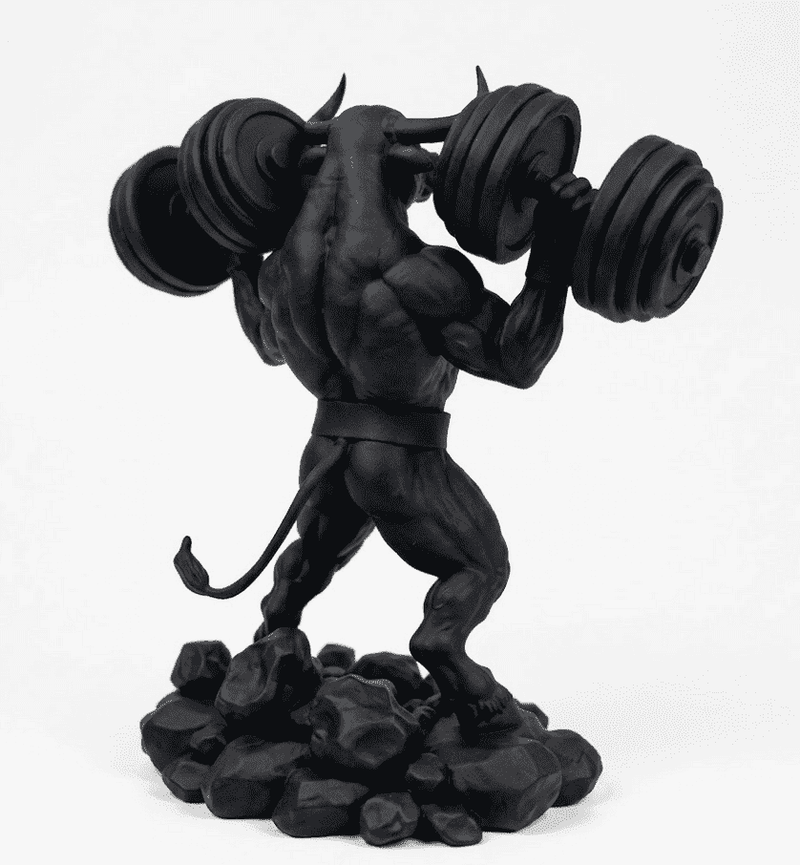 Toro «Iron Beast» — Statuetta Fitness in Resina Nera Opaca - Taraflo