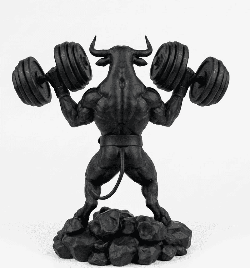Toro «Iron Beast» — Statuetta Fitness in Resina Nera Opaca - Taraflo