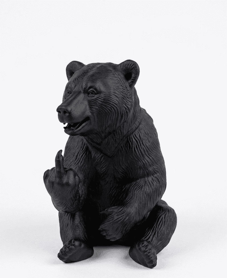 Orso «Rude Bear» — Statuetta Decorativa in Resina Nera Opaca - Taraflo