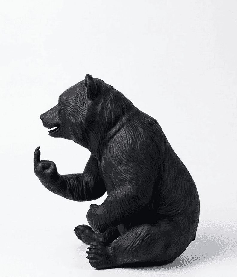 Orso «Rude Bear» — Statuetta Decorativa in Resina Nera Opaca - Taraflo