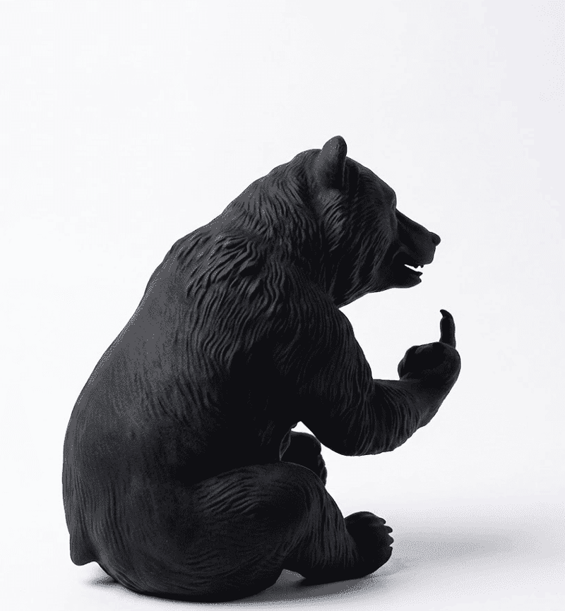 Orso «Rude Bear» — Statuetta Decorativa in Resina Nera Opaca - Taraflo