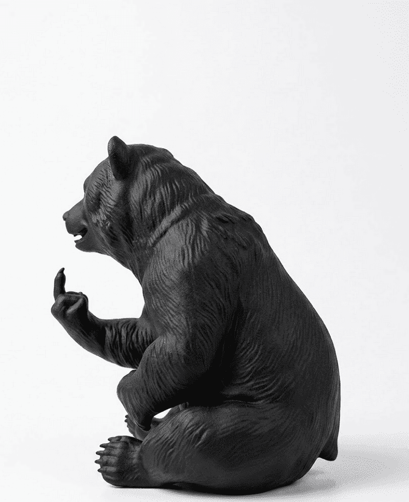 Orso «Rude Bear» — Statuetta Decorativa in Resina Nera Opaca - Taraflo