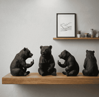 Orso «Rude Bear» — Statuetta Decorativa in Resina Nera Opaca - Taraflo