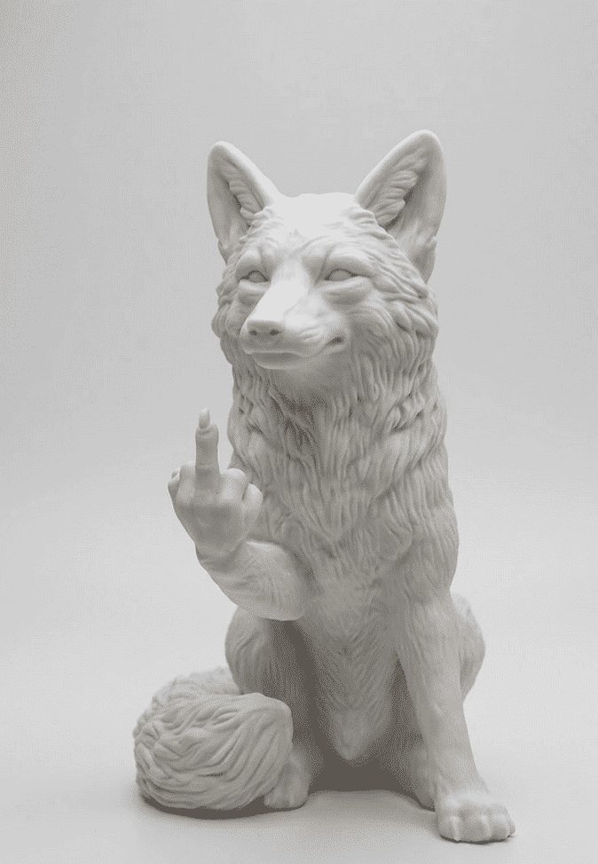 Volpe «Sly Rebel» — Statuetta Decorativa in Resina Bianca Opaca - Taraflo