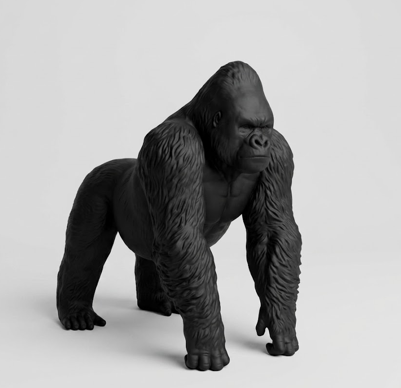 Scultura Gorilla in Resina Nero Opaco – Design Contemporaneo