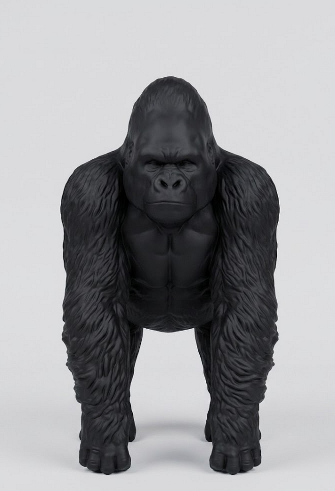 Scultura Gorilla in Resina Nero Opaco – Design Contemporaneo