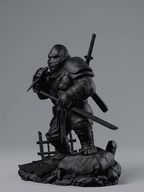 Gorilla «Ninja Ronin» — Statuetta da Collezione in Resina Nera Opaca - Taraflo
