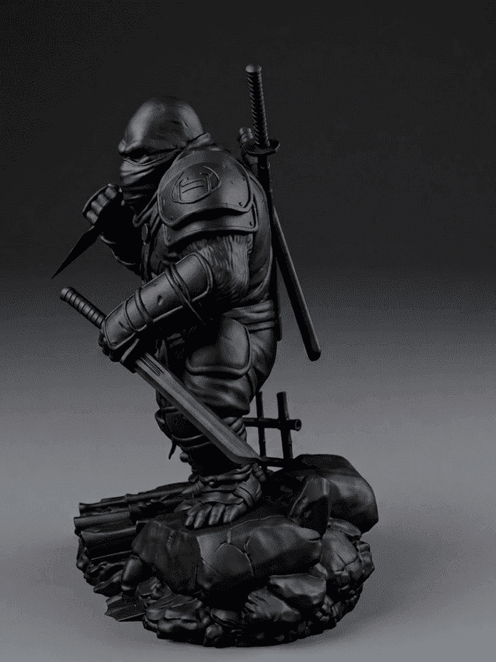 Gorilla «Ninja Ronin» — Statuetta da Collezione in Resina Nera Opaca - Taraflo