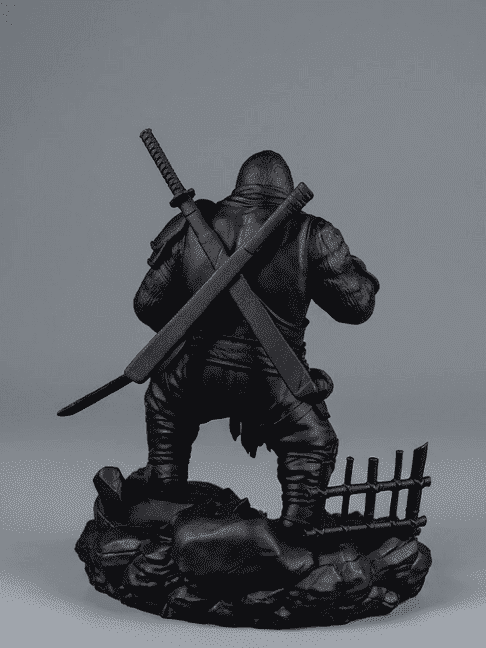 Gorilla «Ninja Ronin» — Statuetta da Collezione in Resina Nera Opaca - Taraflo