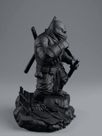 Gorilla «Ninja Ronin» — Statuetta da Collezione in Resina Nera Opaca - Taraflo