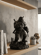 Gorilla «Ninja Ronin» — Statuetta da Collezione in Resina Nera Opaca - Taraflo