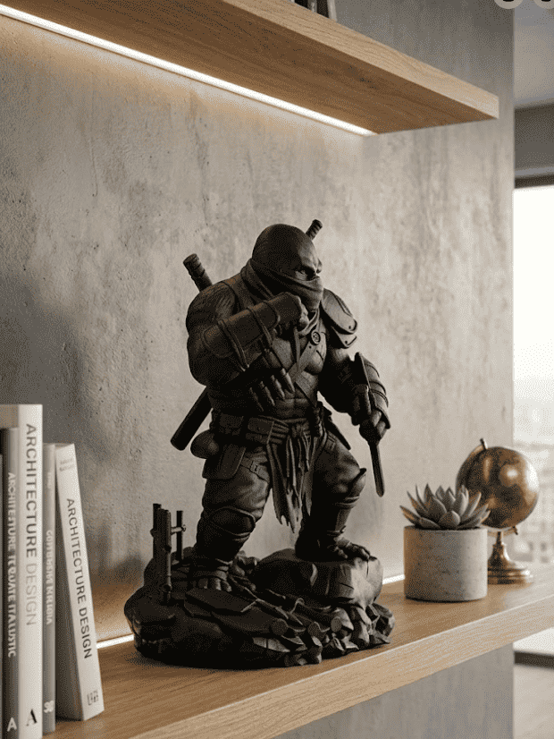 Gorilla «Ninja Ronin» — Statuetta da Collezione in Resina Nera Opaca - Taraflo
