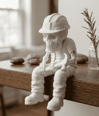 Scheletri Pensosi — Statuette Ironiche in Resina Bianca Opaca - Taraflo