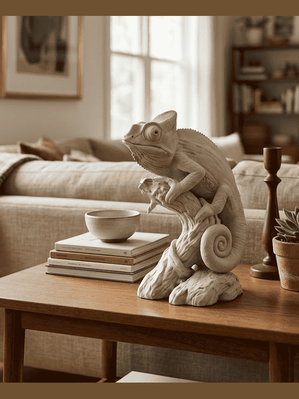 Camaleonte Zen — Statuetta Decorativa in Resina - Taraflo