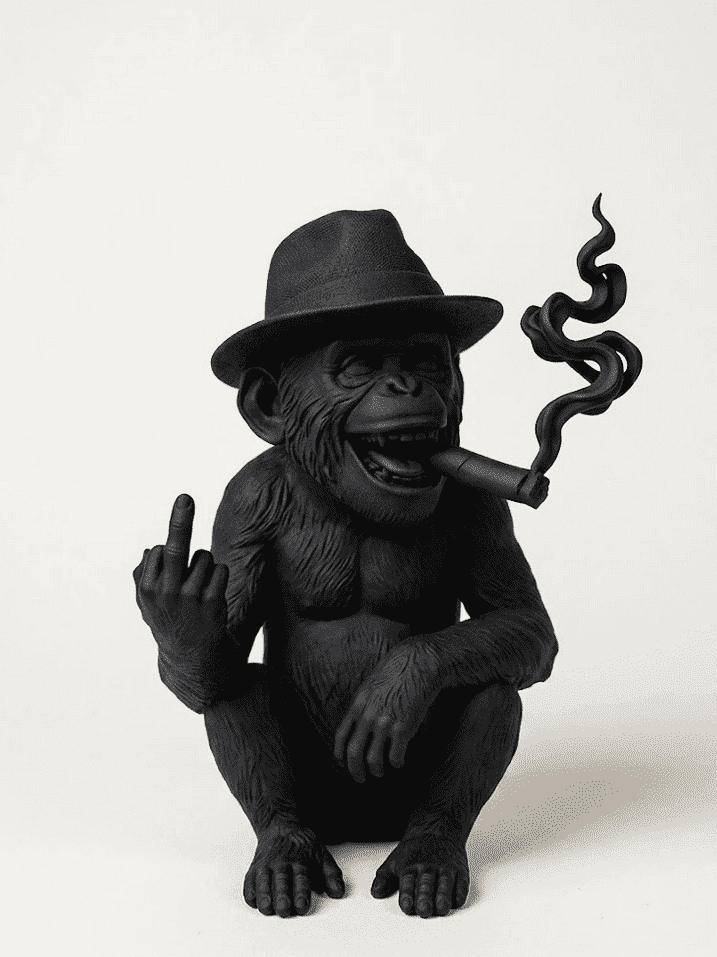 Scimmia «Rebel Icon» — Statuetta Decorativa in Resina Nera Opaca - Taraflo
