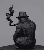 Gorilla «The Smoking Ape» — Scultura da Collezione in Resina Nera Opaca - Taraflo