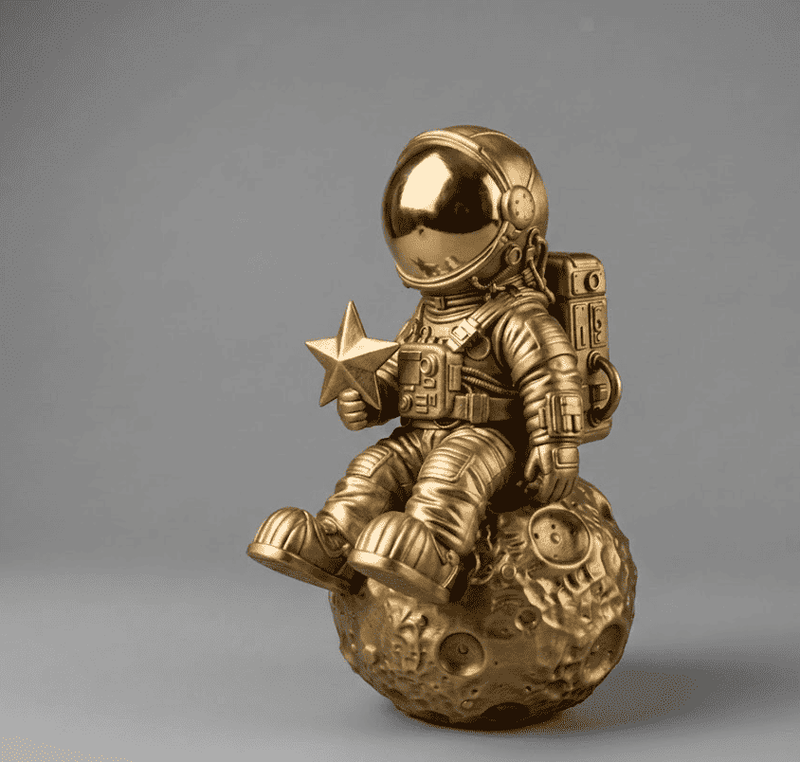Astronauta sulla Luna — Statuetta da Scrivania in Resina - Taraflo