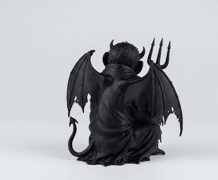 Demone Scimmia — Statua Dark Fantasy in Resina Nera Opaca - Taraflo
