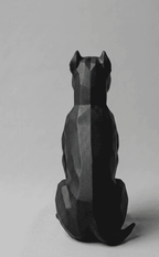 Pit Bull «Sentinel» — Scultura Low-Poly in Resina Nera Opaca - Taraflo