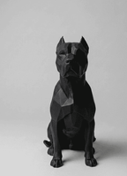 Pit Bull «Sentinel» — Scultura Low-Poly in Resina Nera Opaca - Taraflo
