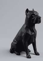 Pit Bull «Sentinel» — Scultura Low-Poly in Resina Nera Opaca - Taraflo