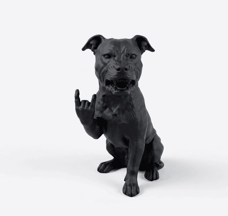 Pit Bull «Rock & Rebel» — Statuetta da Collezione in Resina Nera Opaca - Taraflo